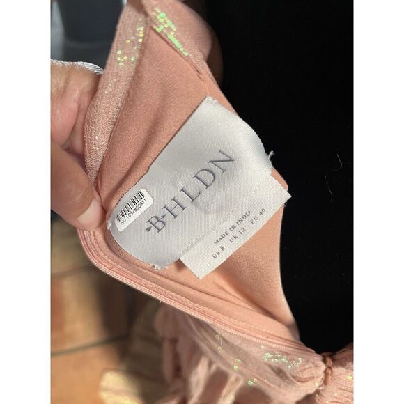 Anthropologie BHLDN Jessa Pink Metallic Asymmetrical Ruffled Drop-Waist Gown 8 - Picture 7 of 14